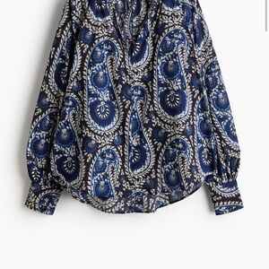 H&M Navy Paisley Blouse